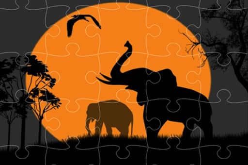 Elephant Silhouette Jigsaw game thumbnail