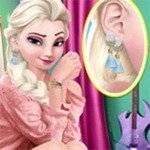 Elsa First Earring Trying